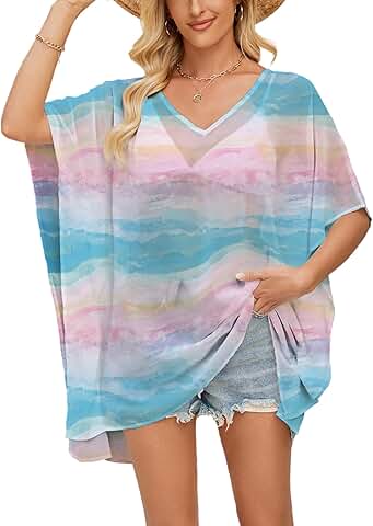 Women's Side Slit Chiffon V-Neck Casual Loose Top