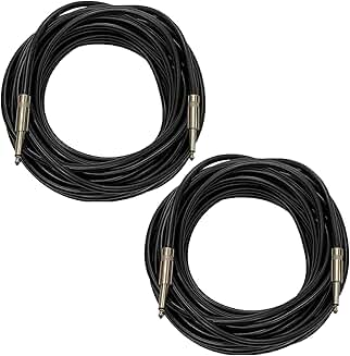 25 Feet 12 Gauge 1/4" to 1/4" TS Speaker Cables, 2 Pack