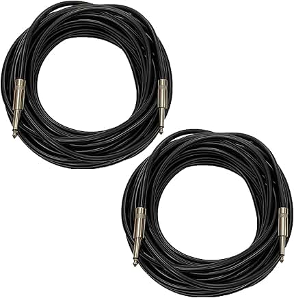 25 Feet 12 Gauge 1/4" to 1/4" TS Speaker Cables, 2 Pack