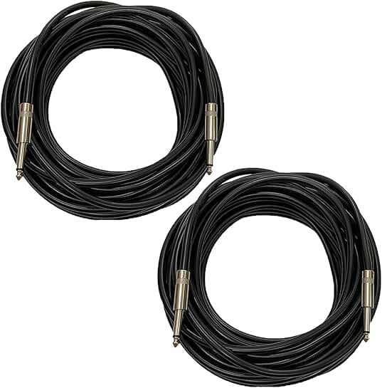 25 Feet 12 Gauge 1/4" to 1/4" TS Speaker Cables, 2 Pack