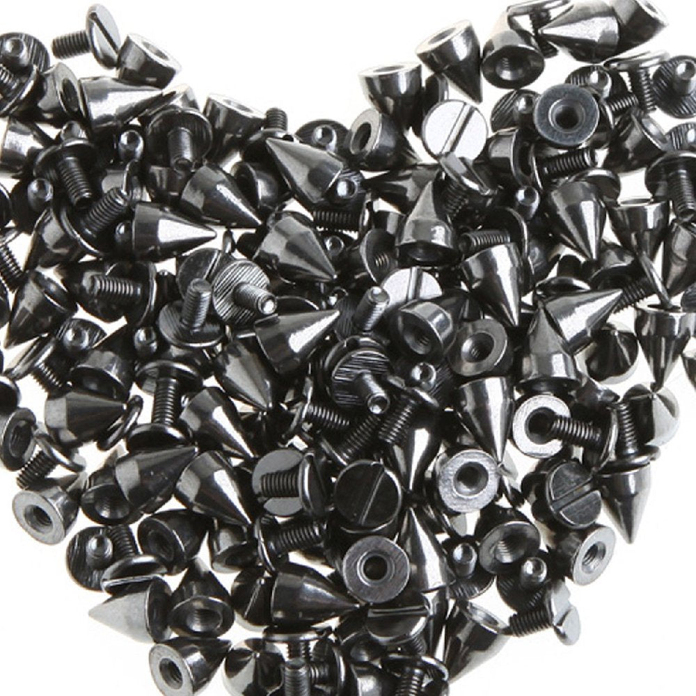 50 Sets of 9MM Black Gunmetal Bullet Cone Spike Studs
