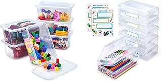 Colored Plastic Storage Bins with Lids for Kids