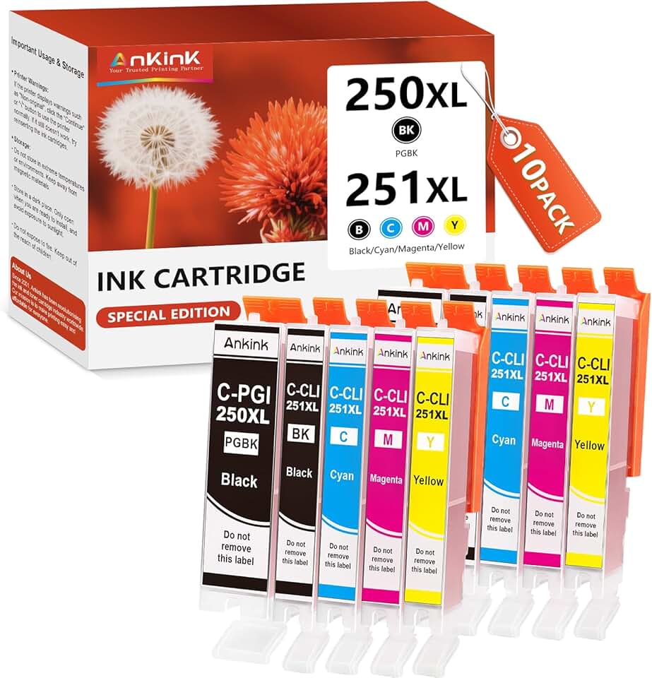 10-Color Ink Cartridge Pack for Canon Pixma Printers