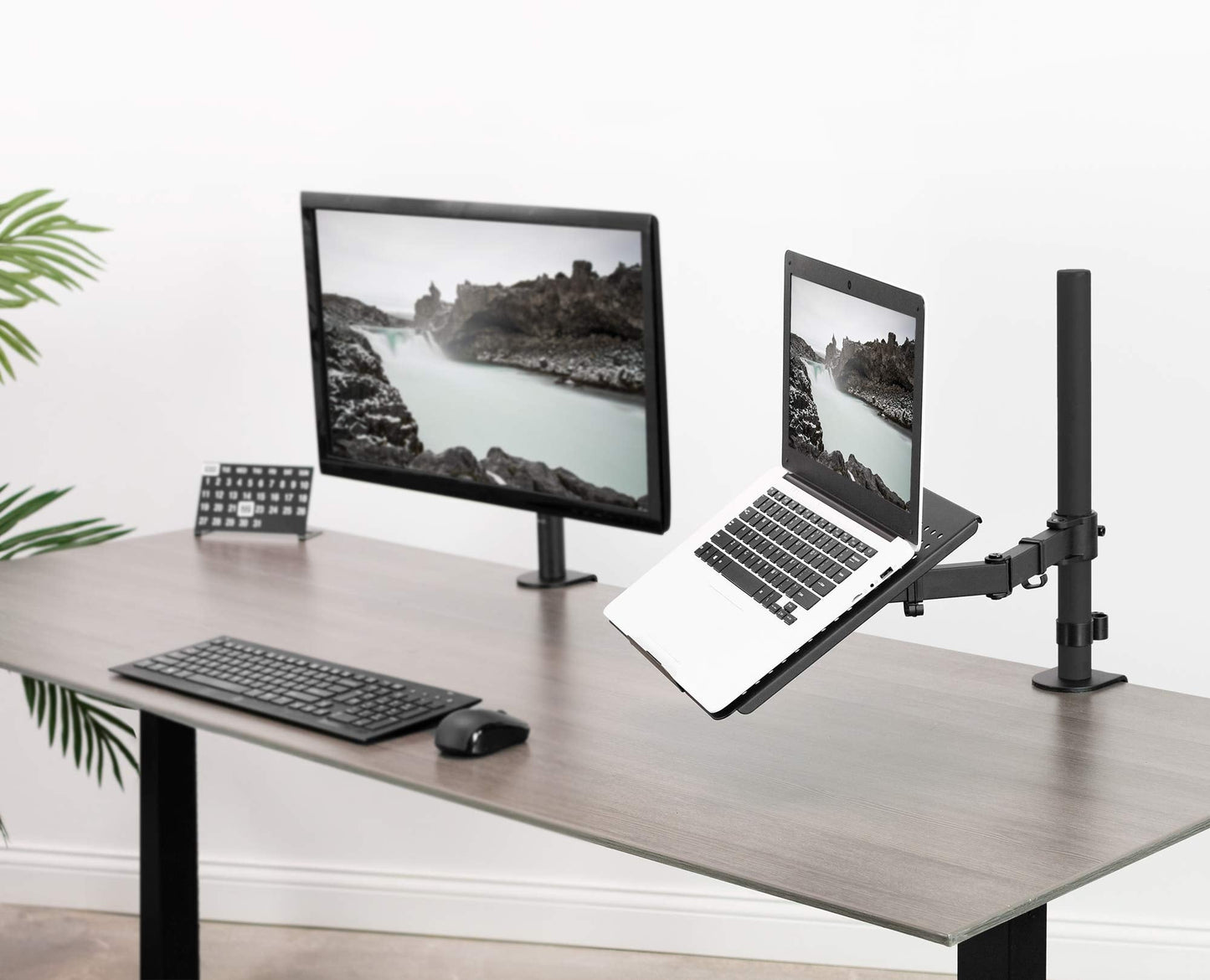 Single Laptop Notebook Desk Mount Stand, Fully Adjustable Extension with C Clamp STAND-V001L