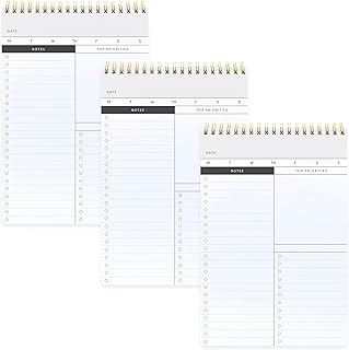 Daily To Do List Notebook with 60 Sheets, 3 Pack