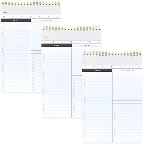 Daily To Do List Notebook with 60 Sheets, 3 Pack