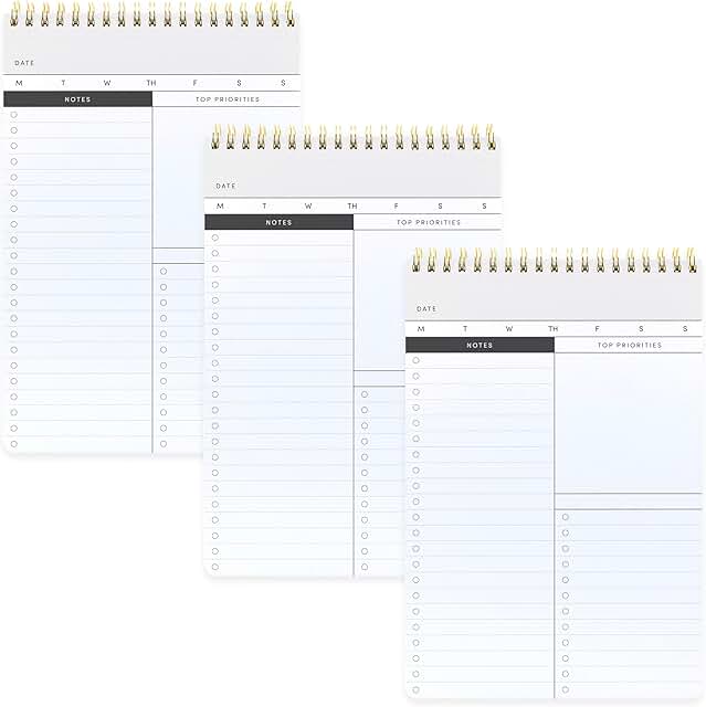 Daily To Do List Notebook with 60 Sheets, 3 Pack