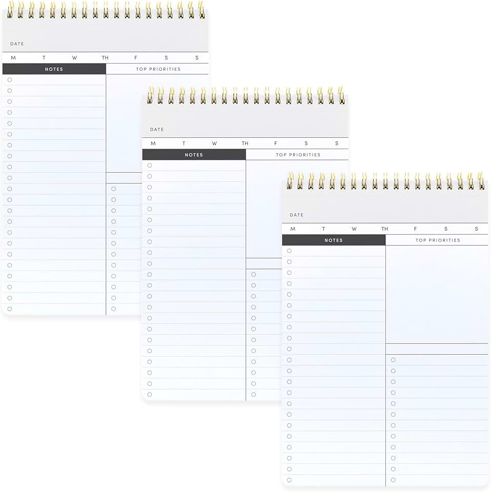Daily To Do List Notebook with 60 Sheets, 3 Pack