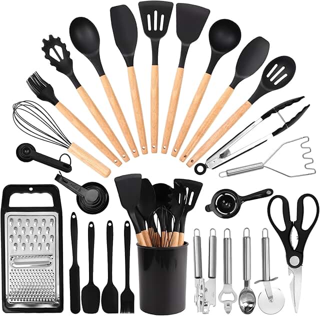 34-Piece Heat-Resistant Silicone Kitchen Utensil Set