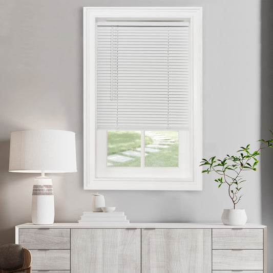 Cordless Light Fil ng Mini Blind  36 Inch Length, 64 Inch Height, 1" Slat Size  Pearl White  Cordless GII Morningstar Horizontal Windows Blinds for In or by Decor
