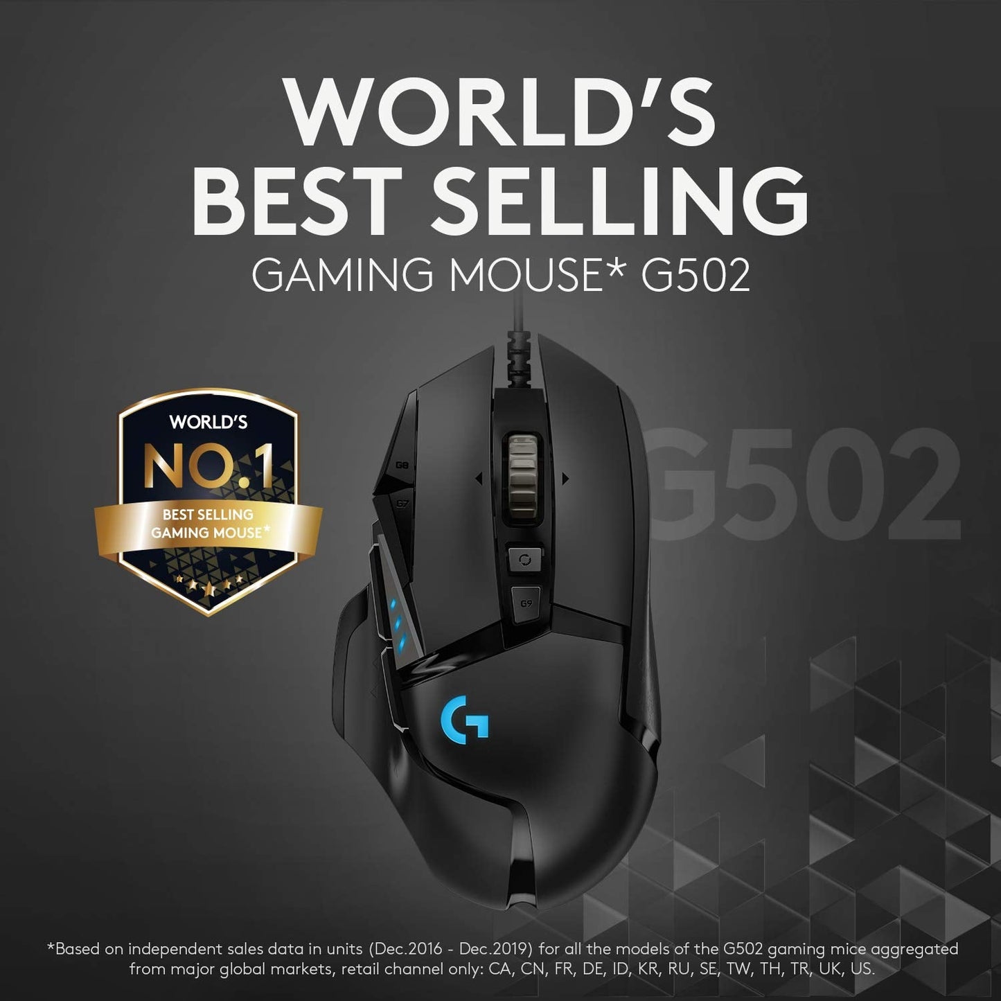 502 HERO High Performance Wired Gaming Mouse, HERO 25K Sensor, 25,600 DPI, RGB, Adjustable Weights, 11 Programmable Buttons, On-Board Memory, PC / Mac