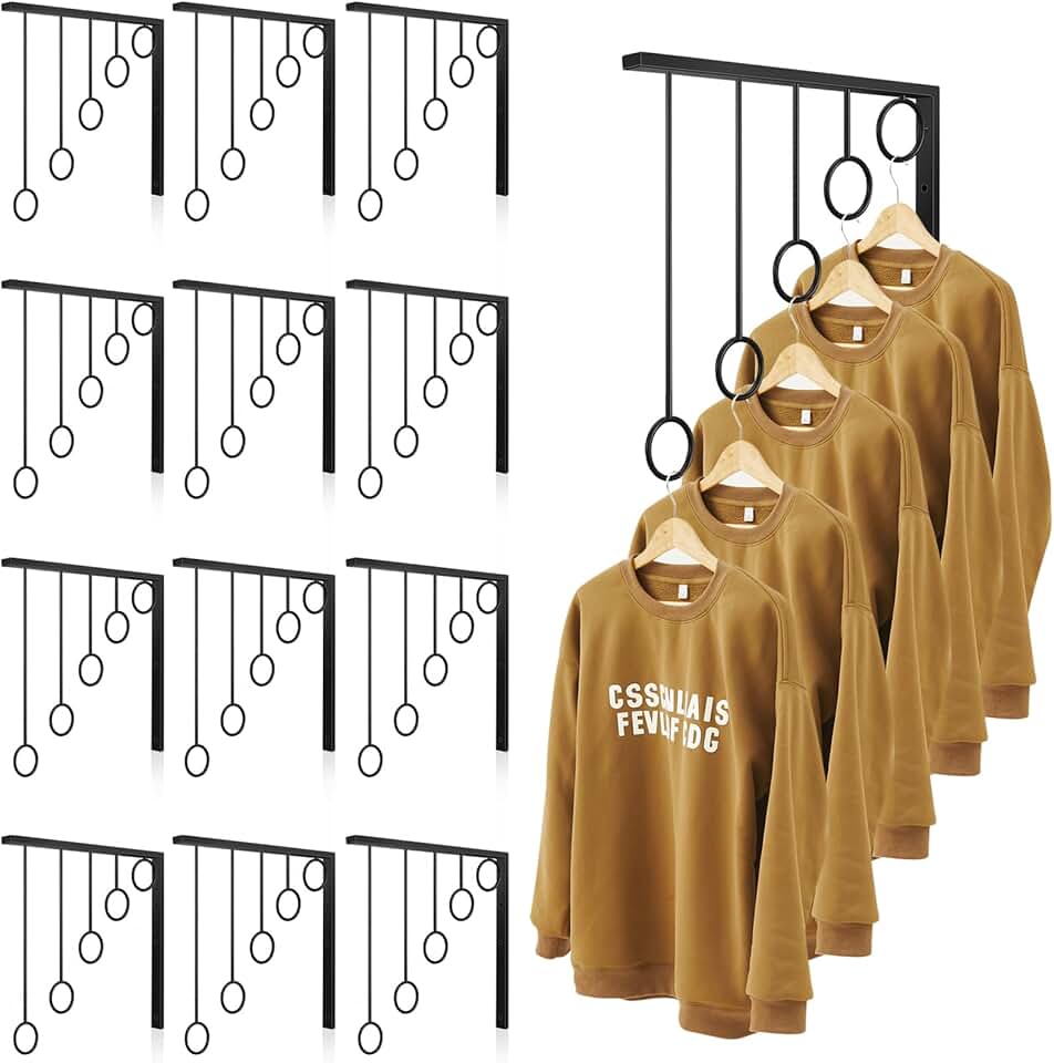 12-Piece Wall Mounted Clothing Display Rack Set