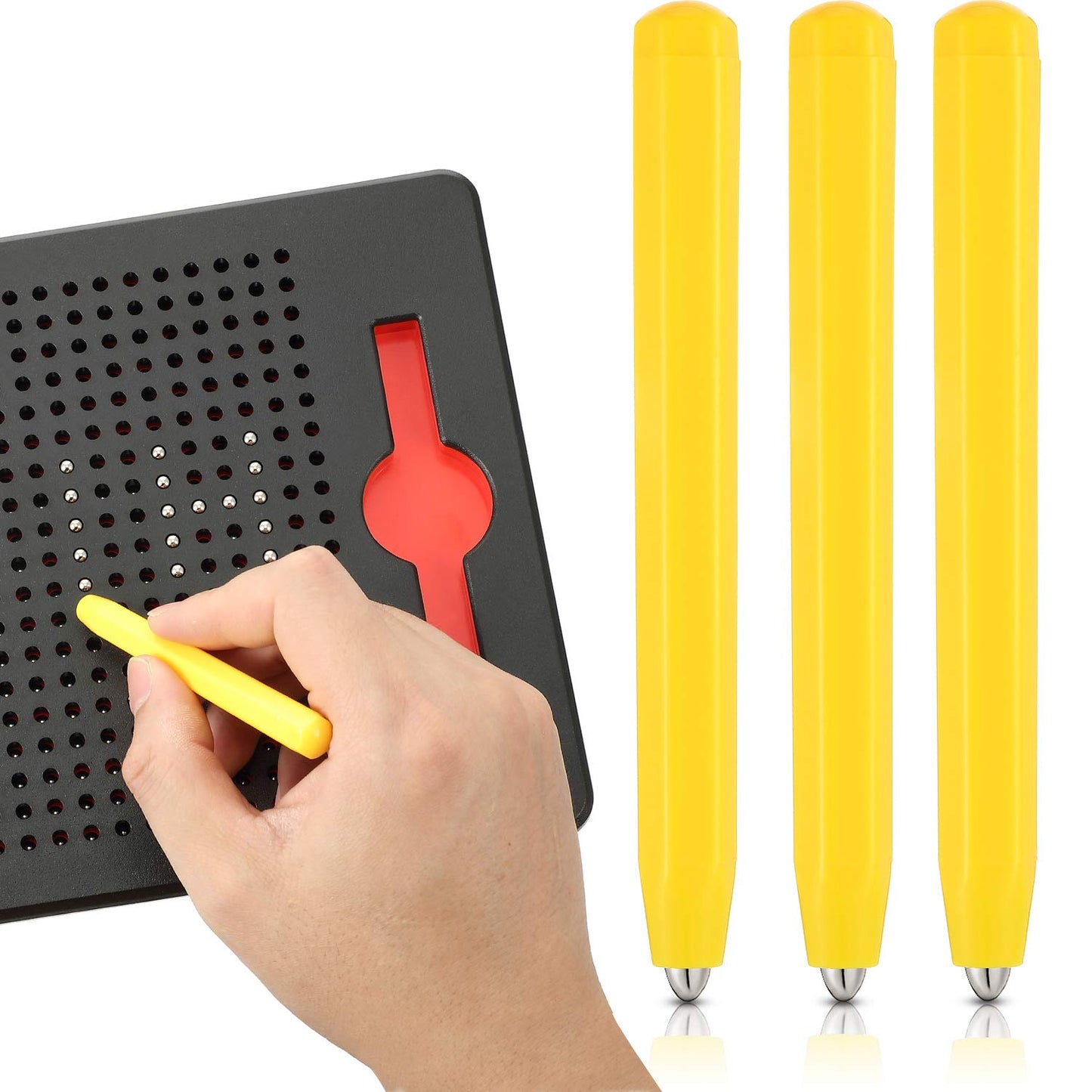Set of 3 yellow magnetic stylus pens for drawing boards