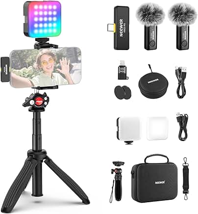 Vlogging Kit with LED Light, Microphone, Tripod