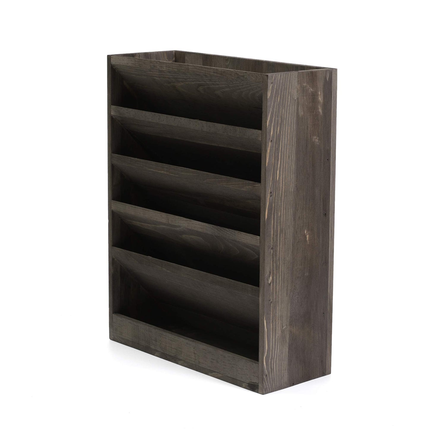 Rustic Wooden 5-Slot Desk and Wall Organizer