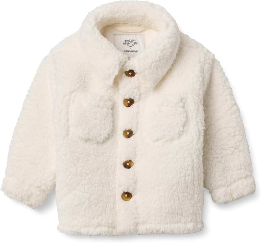 Toddler Sherpa Overshirt Jacket in Ivory, 3T