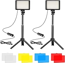 Two 5600K Dimmable LED Video Lights with Tripods and Filters
