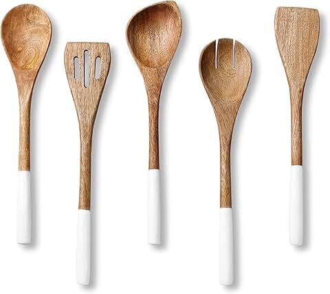 12-Inch Acacia Wooden Cooking Spoons Set of 5