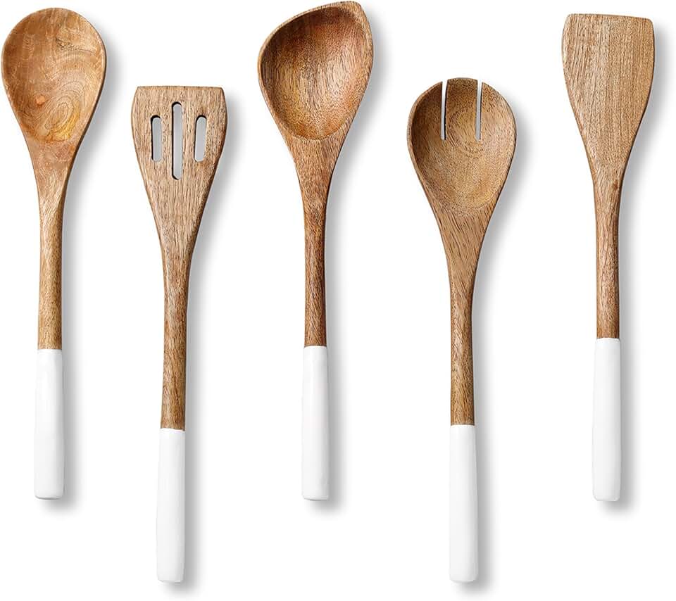 12-Inch Acacia Wooden Cooking Spoons Set of 5