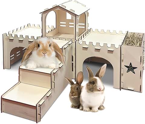 Large Bunny Castle with Hay Feeder and Tunnel