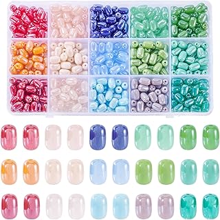 450 Pcs Oval Glass Beads in 15 Colors for Jewelry Making