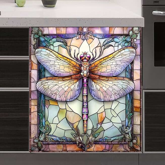 Colorful 3D Metal Dragonfly Dishwasher Magnet Decor