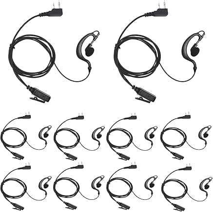 G-Shaped Earpiece Surveillance Kit with PTT Mic (10 Pack)