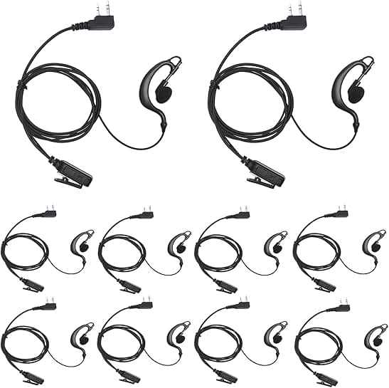 G-Shaped Earpiece Surveillance Kit with PTT Mic (10 Pack)