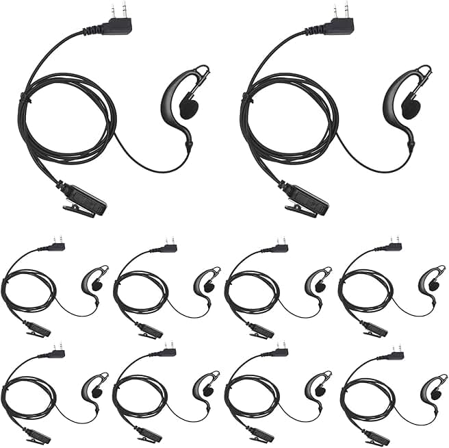 G-Shaped Earpiece Surveillance Kit with PTT Mic (10 Pack)