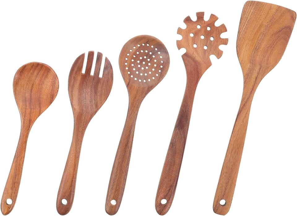 Wooden Cooking Utensil Set with Long Handles