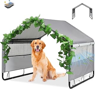 Large Outdoor Dog and Pet Shelter with Shade and Rain Cover