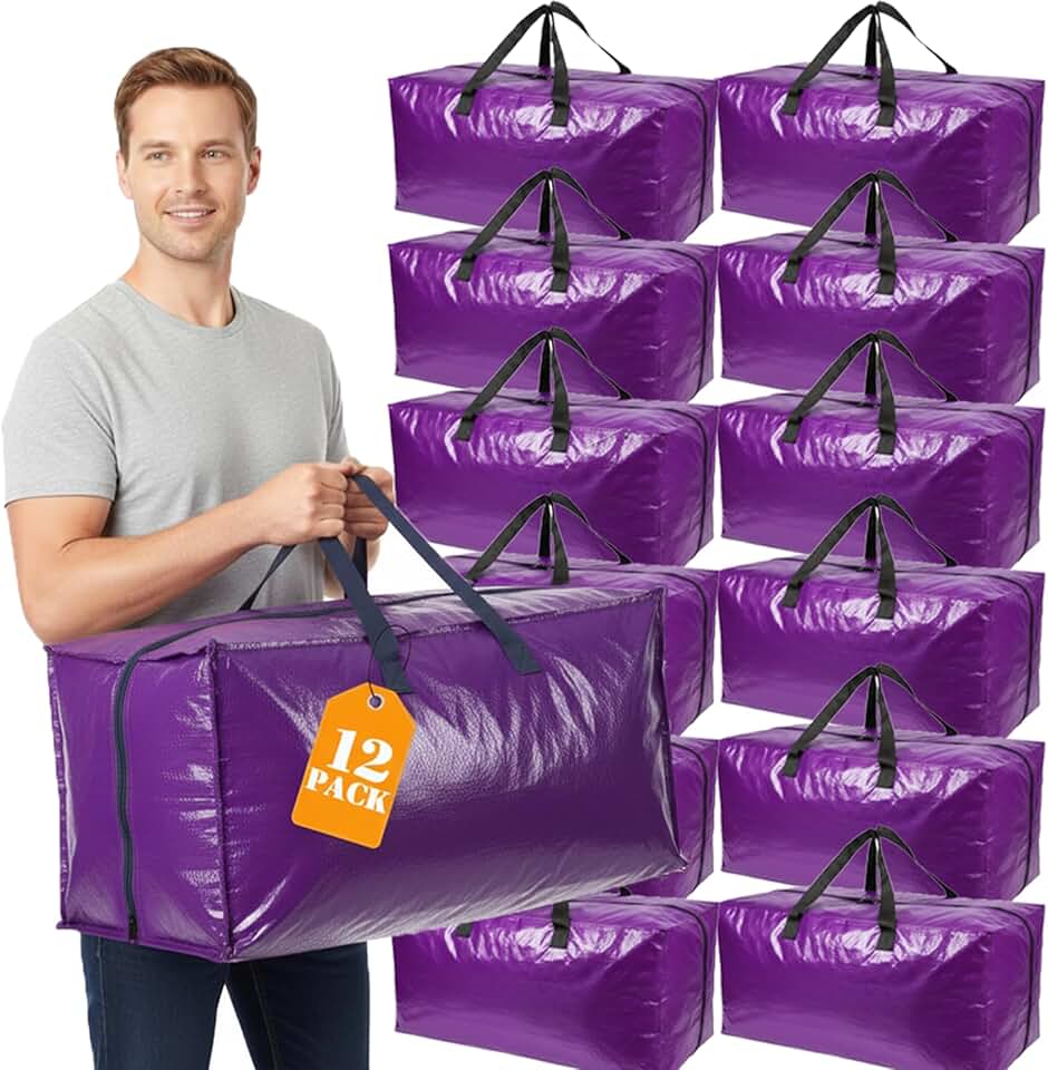 12 Heavy Duty Moving Bags with Handles and Zippers