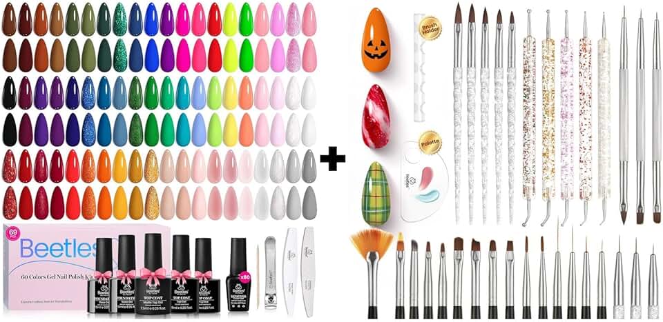 60-Color Gel Nail Polish Set with Art Tools