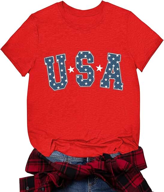 Patriotic July 4th Women's American Flag Heart T-Shirt