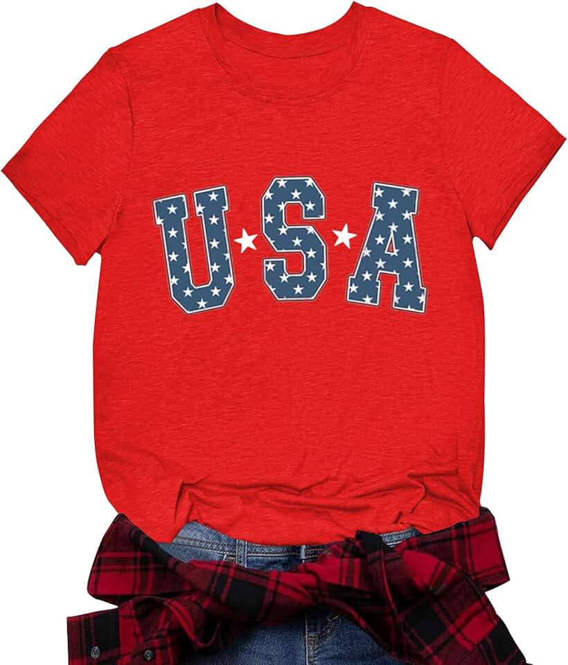 Patriotic July 4th Women's American Flag Heart T-Shirt
