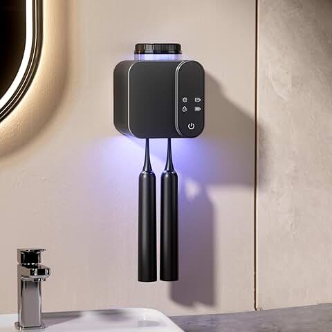 Wall-mounted electric toothbrush holder with drying and cleaning