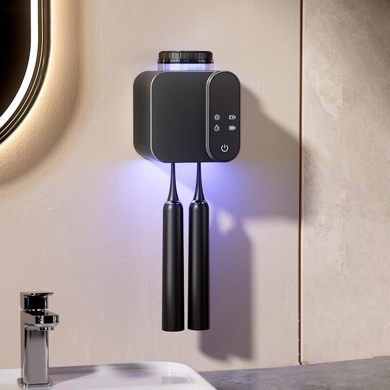 Wall-mounted electric toothbrush holder with drying and cleaning