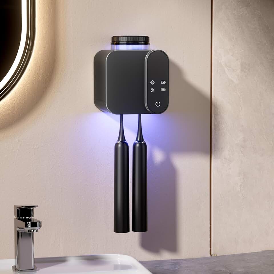 Wall-mounted electric toothbrush holder with drying and cleaning