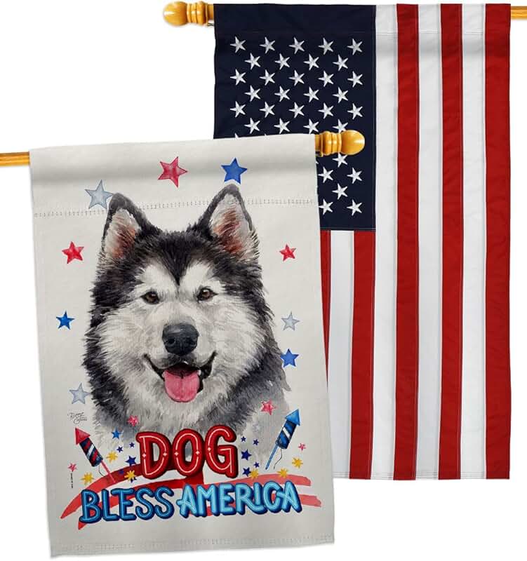 Patriotic Siberian Husky House Flag Pack