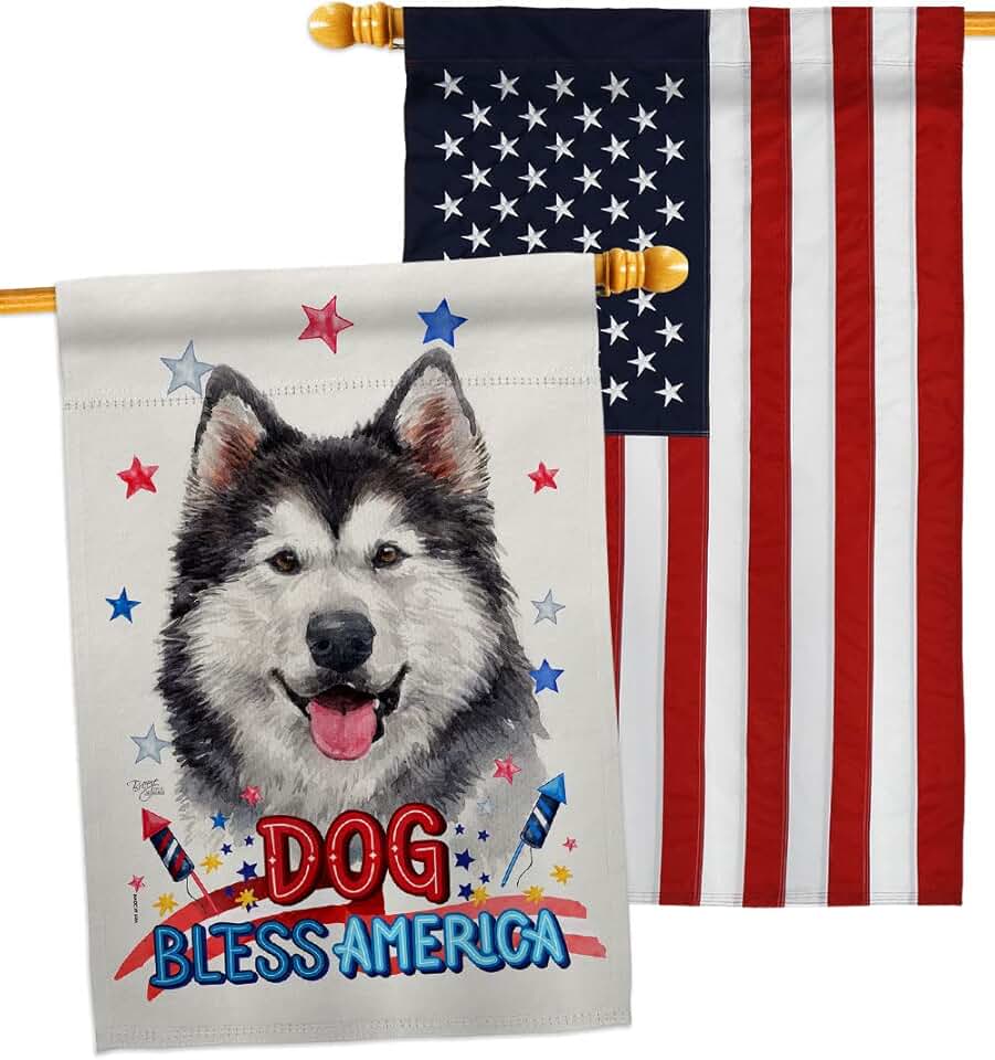 Patriotic Siberian Husky House Flag Pack