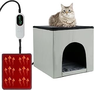 Heated Foldable Cat House with Adjustable Temperature