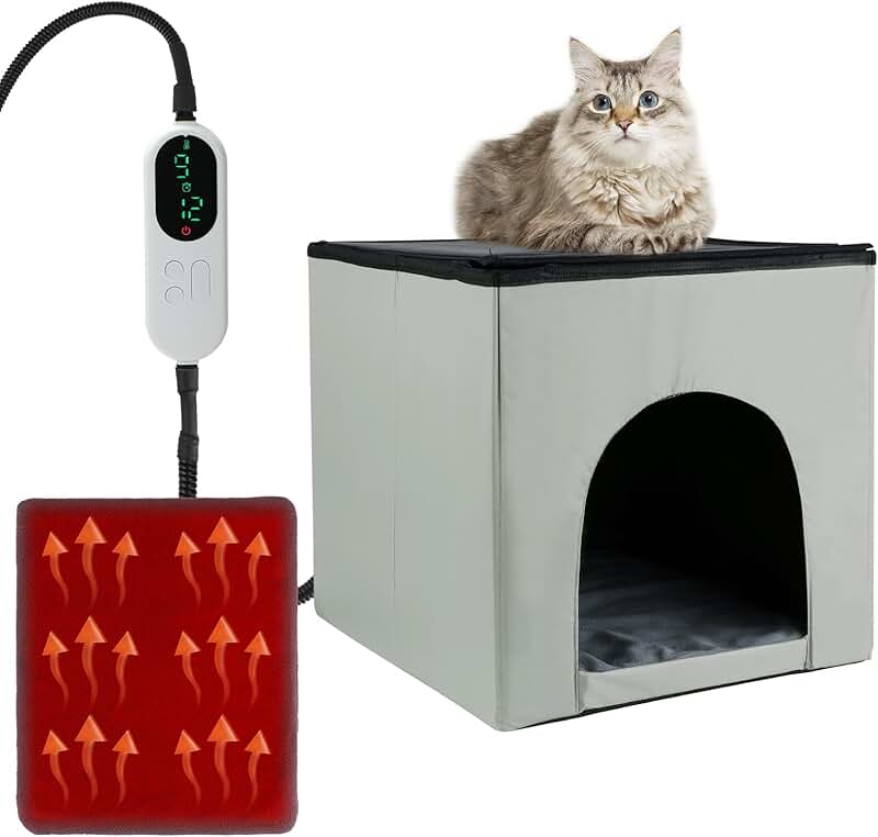 Heated Foldable Cat House with Adjustable Temperature