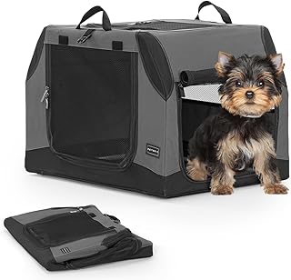 Collapsible 24-Inch Portable Dog Crate with Mesh Doors