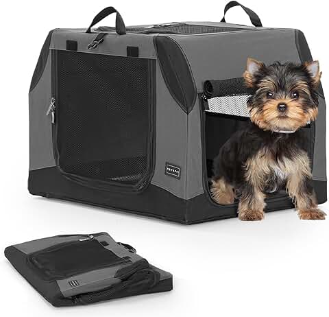 Collapsible 24-Inch Portable Dog Crate with Mesh Doors