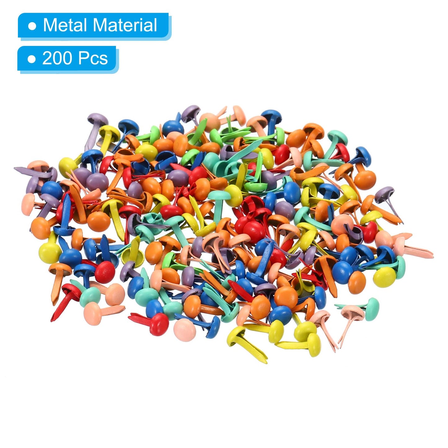 200 Pcs Assorted Color Metal Brads for Paper Crafts