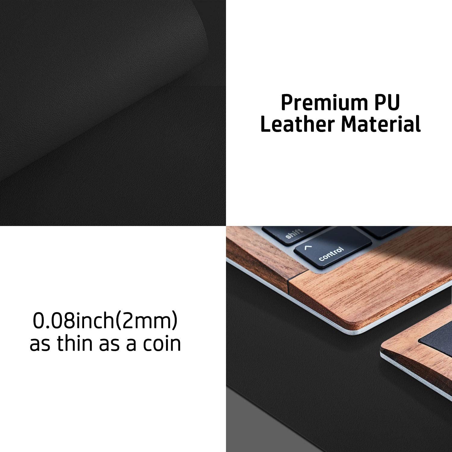 Leather Desk Pad Protector,Mouse Pad,Office Desk Mat, Non-Slip PU Leather Desk Blotter,Laptop Desk Pad,Waterproof Desk Writing Pad for Office and Home (Black,31.5" x 15.7")