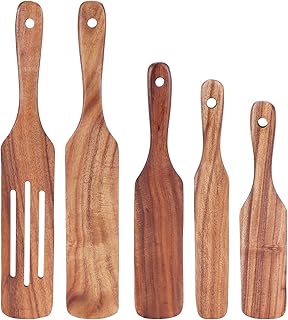 Set of 5 Wooden Spatulas for Cooking and Serving