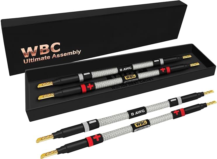 Premium 8 Inch 8 AWG OFC Speaker Jumper Cables (4 Pack)