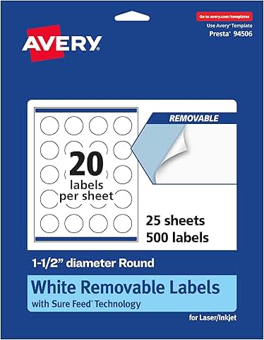 Matte White Round Labels, 1.5" Diameter, 500 Sheets