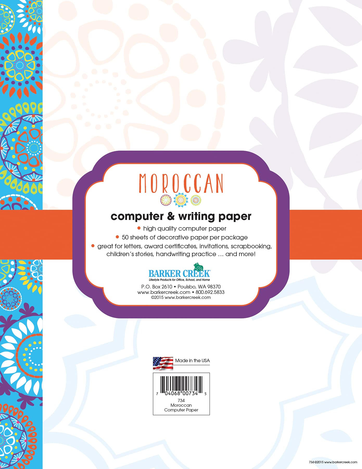 Moroccan Designer Computer Paper, 8.5 x 11, 50 Sheets